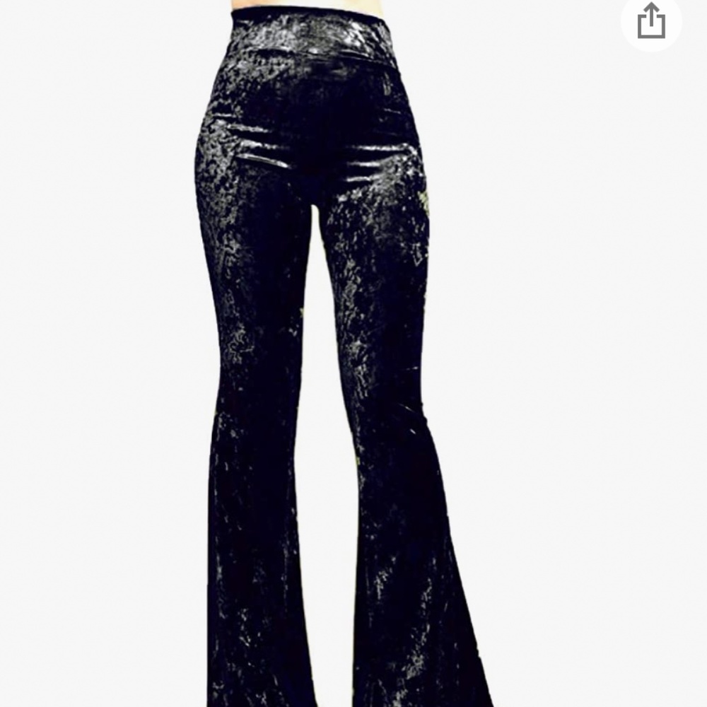 Women’s black velvet bell bottoms